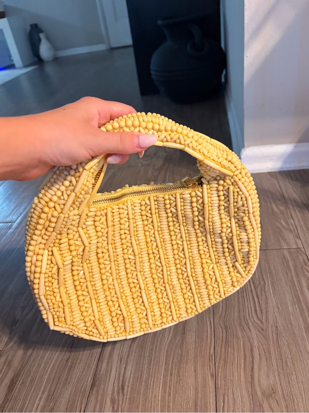 Marshalls Yellow Beaded Mini Handle Bag